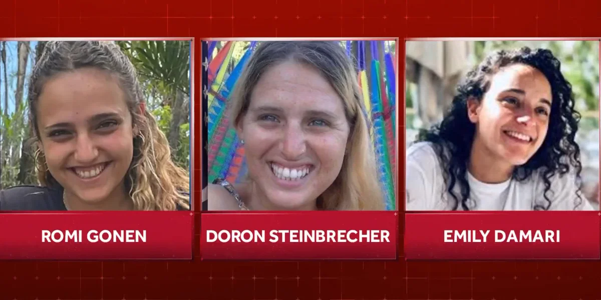 Hostages Emily Damari, Romi Gonen and Doron Steinbrecher / Video Screenshot