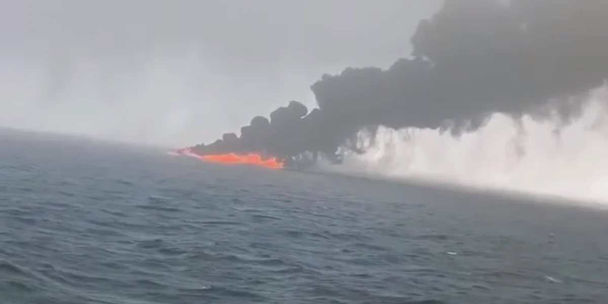 Cargo ship off the northeast coast of England / Video Screenshot