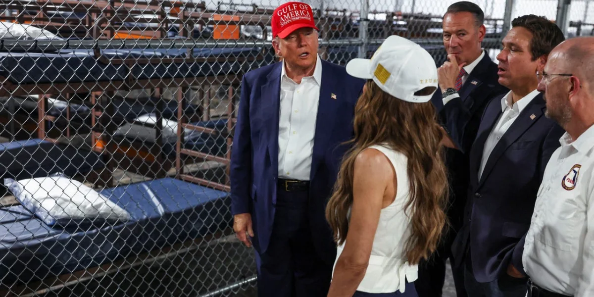 President Donald Trump tours a migrant detention center, dubbed "Alligator Alcatraz" / Video Screenshot