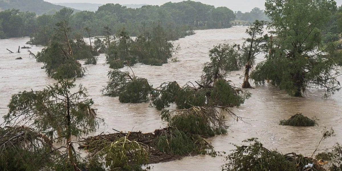 Guadalupe River, after flooding overnight / Video Screenshot